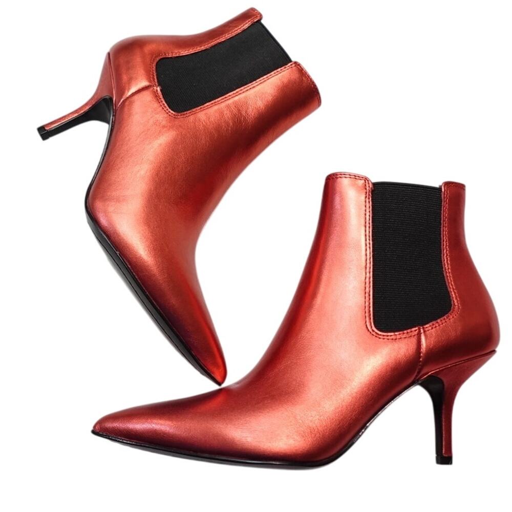 Vince Camuto Flame Metallic over the ankle Booties 5.5